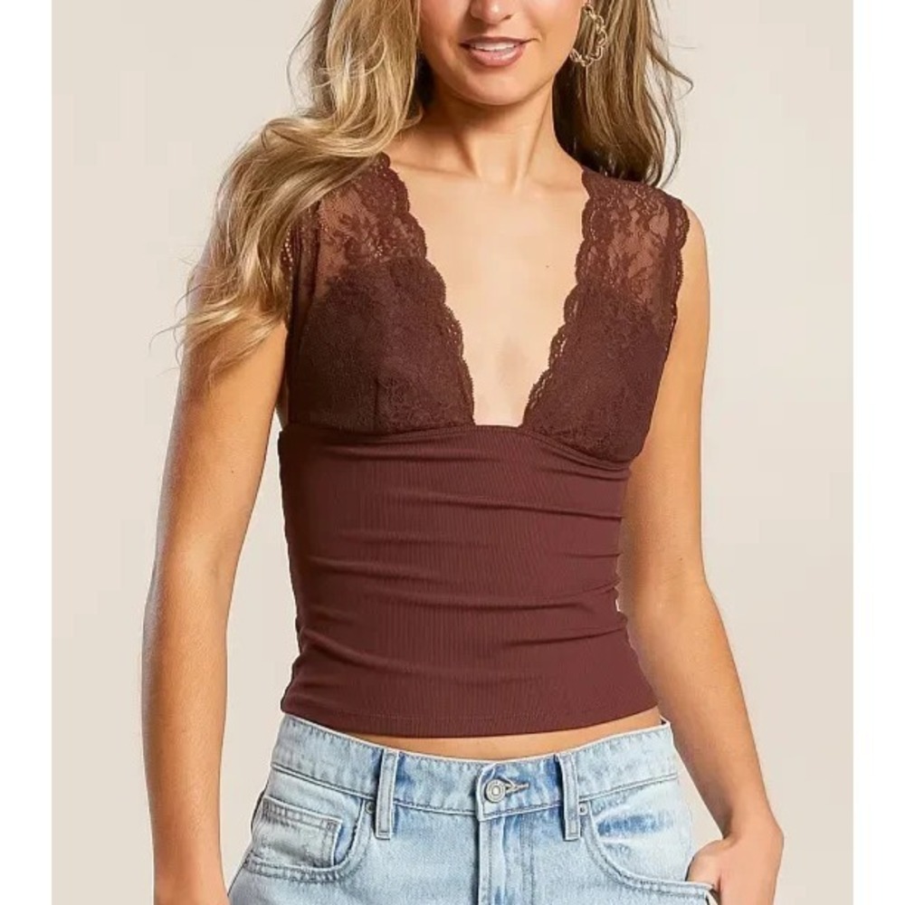 Free People Power Play Cami Bittersweet Brown Intimately Top Size Medium‎